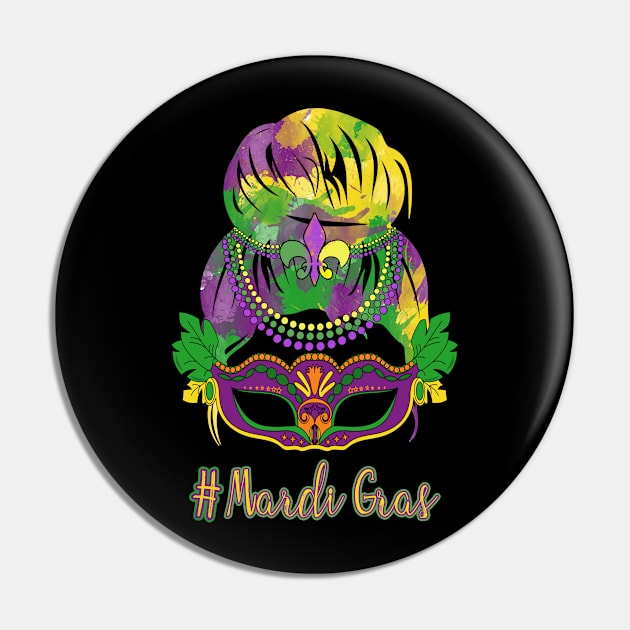 Funny Messy Bun Mardi Gras Carnival Costume Pin by mohazain