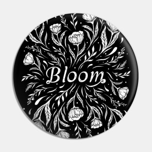 Bloom-Black and White Pin