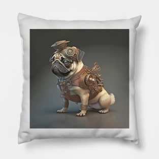 Steampunk Pug Dog Pillow