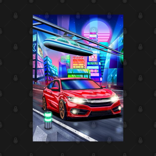 Honda Civic (2006) in Cyberpunk city by Guyvit