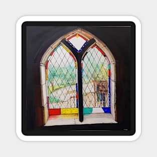 Stained glass window in Montsalvat Magnet