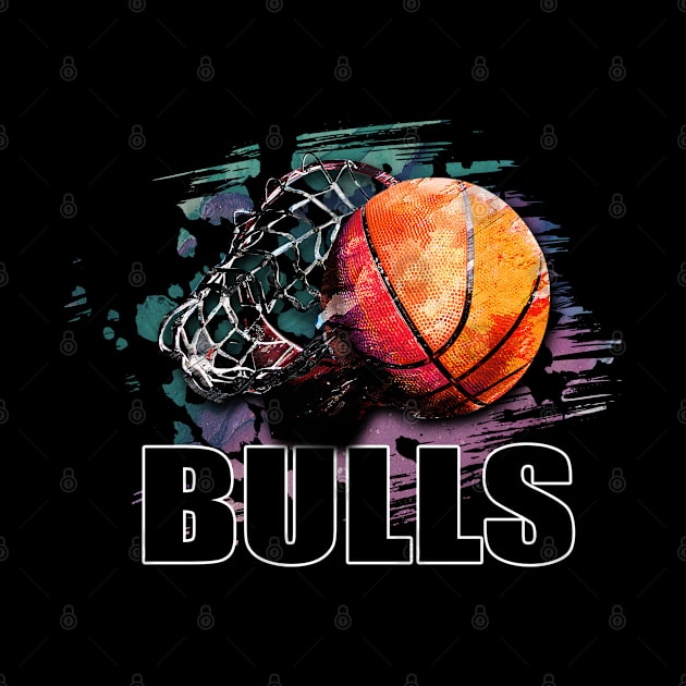 Retro Pattern Bulls Basketball Classic Style by Irwin Bradtke