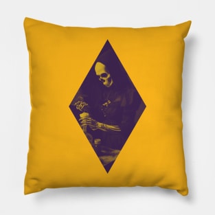 Gothic Kitchen Mistress: Spooky Skeleton Baking Art (Dark Illustration) Pillow