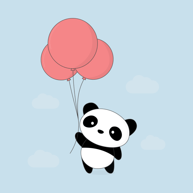 Kawaii Cute Balloon Panda T-Shirt by happinessinatee