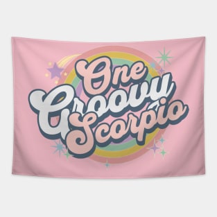 One Groovy Scorpio Cute Retro Design in Pastel Colors Tapestry