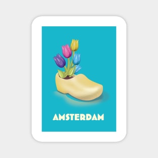 Amsterdam Cloggs and Tulips Magnet