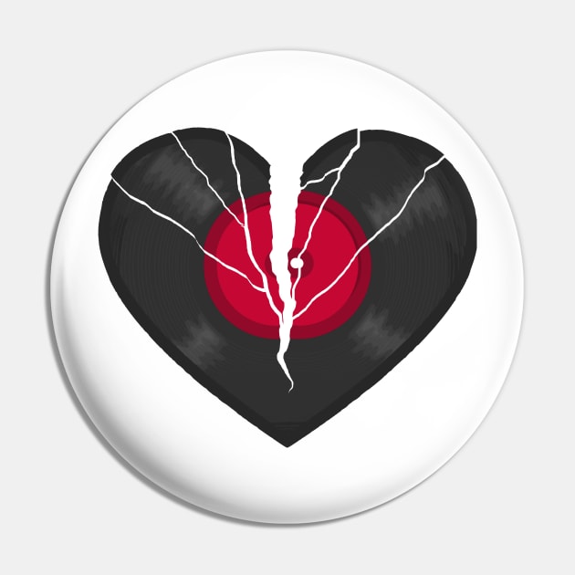 Broken LP Vinyl Record Heart Pin by Nerd_art