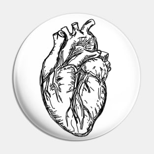 Realistic Heart- Sketch- Heart Pin