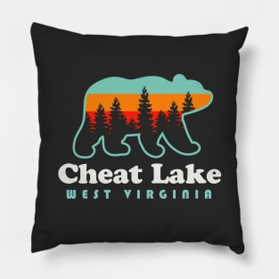 Cheat Lake West Virginia Camping Bear Retro Pillow