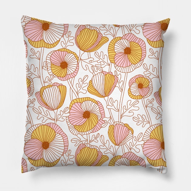 Beautiful abstract poppy field, bohemian garden pattern Pillow by Stolenpencil