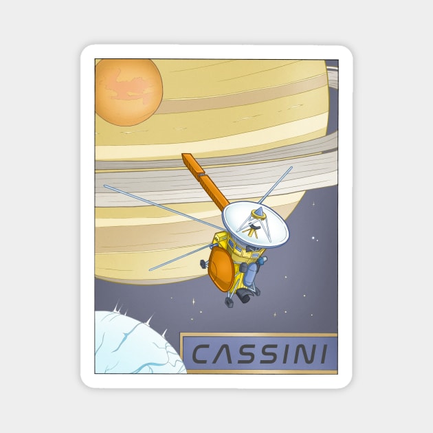 Cassini Spacecraft Illustration Magnet by stacreek