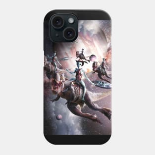 Alien Riding T-Rex Dinosaur In Space Phone Case