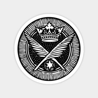 Crown & Palm | Line Art | Black & White | Catholic | Christianity | Kingdom | Christ | Missal | Western Civilization | Medieval | Neoclassical Magnet