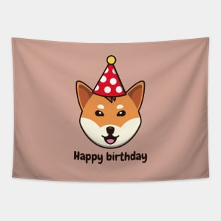 Cute Shiba Inu | Happy birthday Tapestry