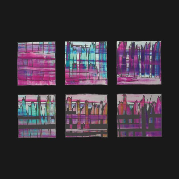 Liminal Space in Pink, Teal and Purple through 6 windows by BlackArtichoke