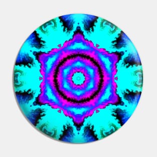 Psychedelic Mandala Flower Purple Blue and Green Pin