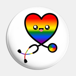 Stethoscope Emoji Heart Rainbow Pin