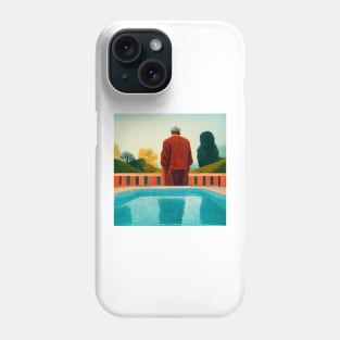 Old man standing by the pool Phone Case