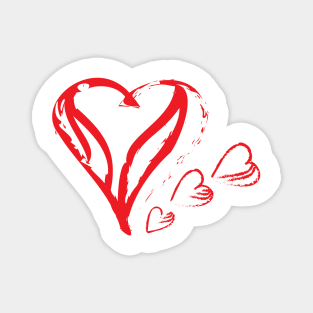 Hand Drawn Red Hearts Magnet