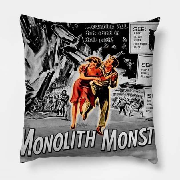 The Monolith Monsters Black & White variant Pillow by Invasion of the Remake