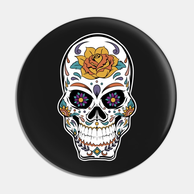 Dia de los Muertos Skull Pin by Styleuniversal
