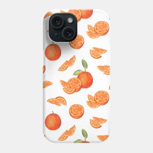 Juicy oranges pattern on white Phone Case