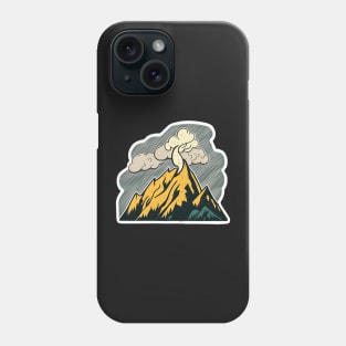 Yellow Smokey Peaks Mountain Sticker Phone Case