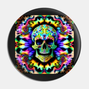 Skull Tie Dye Psychedelic Trippy Rainbow Purple Neon Pin