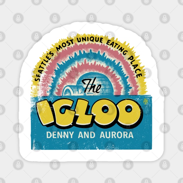 Retro Vintage The Igloo Restaurant Seattle Magnet by StudioPM71