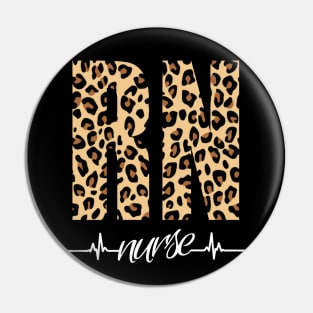 Registered Nurse Life Heartbeat Pattern Leopard Print Pin