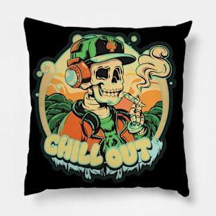 Skull Beats: Old-School Hip-Hop Vibes Pillow