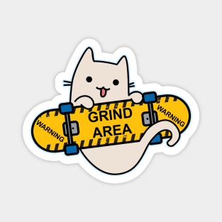 Cat and Skateboard Skateboarding Cat Grind Magnet