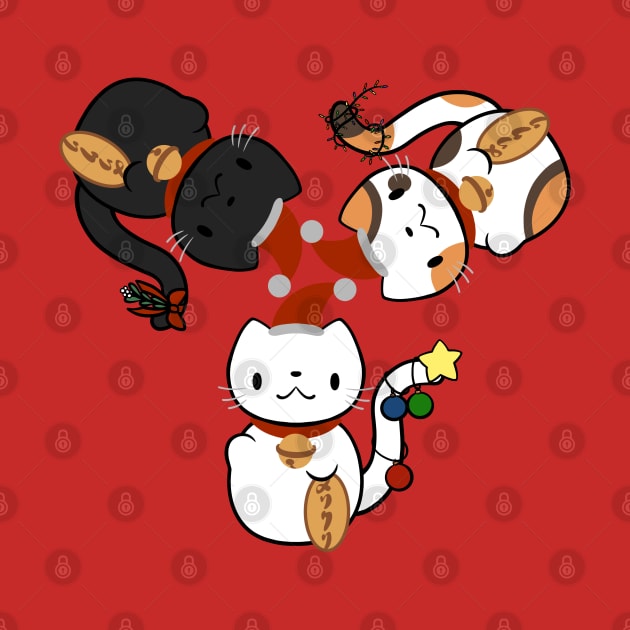 Merry Christmas maneki neko - cute good luck cats for the holidays by SamInJapan