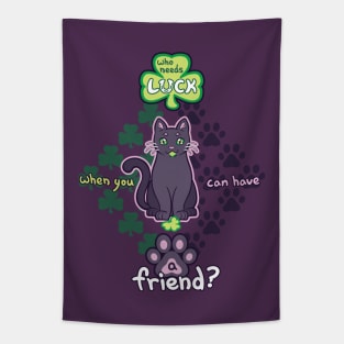 Who Needs Luck? - Black Cat Tapestry