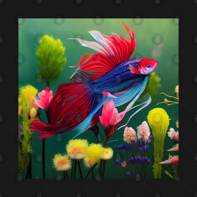 Betta fish in flowers 2 by BloodRubyz