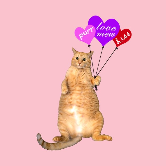 For Light Background, Valentine Balloon Cat by RawSunArt