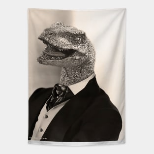 Gentleman Velociraptor having a Laugh Tapestry