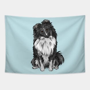 Cute Sheltie | Shetland Sheepdog | Bi-Black | Cute Dog Art Tapestry