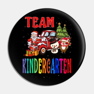 Team Kindergarten Santa And Reindeer Christmas Pin