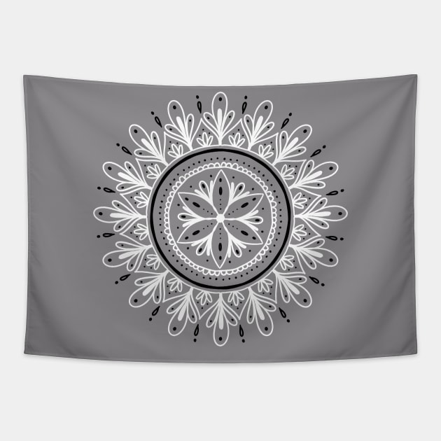 Black and White Mandala Tapestry by Lizzamour