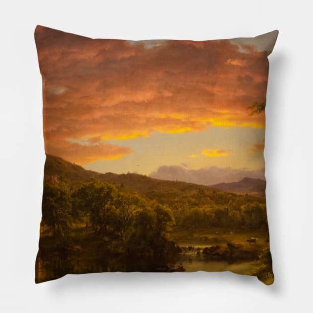 A Country Home by Frederic Edwin Church Pillow by Classic Art Stall