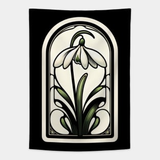 art nouveau snowdrop january Birth Month Flower Tapestry