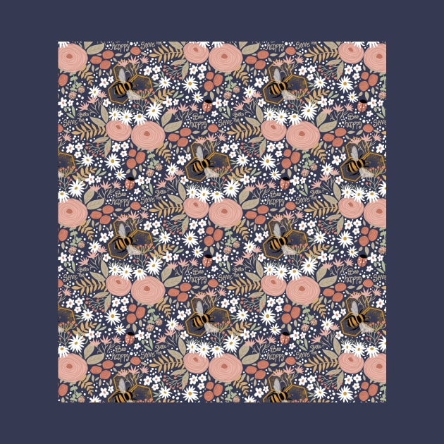 happy bees & flowers patterndesign by Lamalou Design