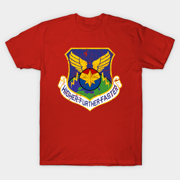 Discover Higher Further Faster Distressed - Captain Marvel - T-Shirt