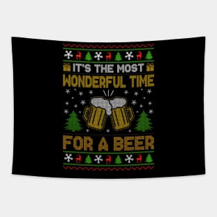 Most Wonderful Time for a Beer Ugly chritmas sweater Tapestry