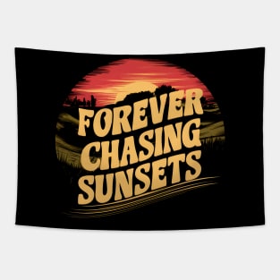 Forever Chasing Sunsets Retro Summer Beach Tropical Summer, Aesthetic Summer Sublimation Tapestry