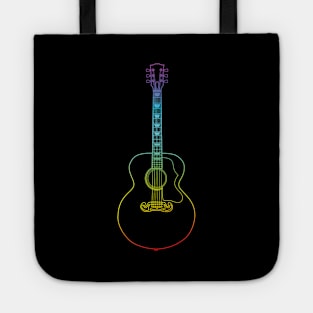 Jumbo Style Acoustic Guitar Colorful Outline Tote