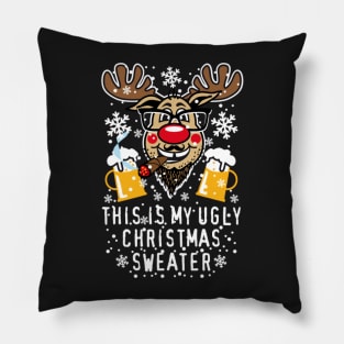 My ugly Christmas Sweater Rudolf Pillow