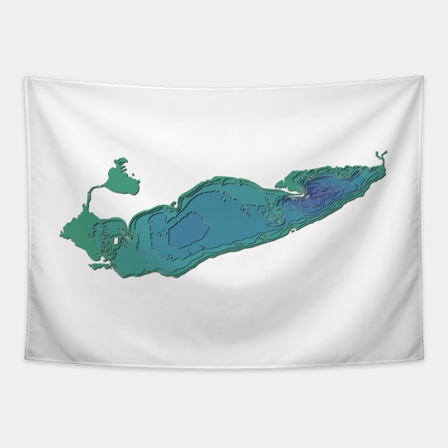 Lake Erie Topographical Map Tapestry by kiramrob