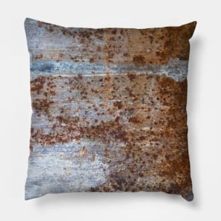 Rusty metal surface with melted steel run dry Pillow